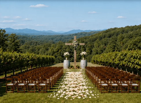 Venue In The Vines wedding transportation and North Georgia vineyard estate setting